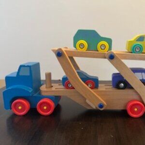 Melissa & Doug Car Carrier Truck & Cars Wooden Toy Set